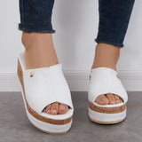 Suisecloths Comfortable Cork Footbed Slip-on Sandals Platform Wedge Slippers