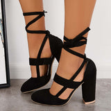 Pairmore Chunky Block High Heels Lace Up Dress Sandals Ankle Strappy Pumps