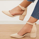 Pairmore Low Chunky Block Heel Pumps Pointed Toe Ankle Strap Heels