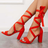 Pairmore Chunky Block High Heels Lace Up Ankle Strap Sandals