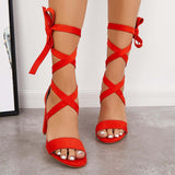 Pairmore Chunky Block High Heels Lace Up Ankle Strap Sandals