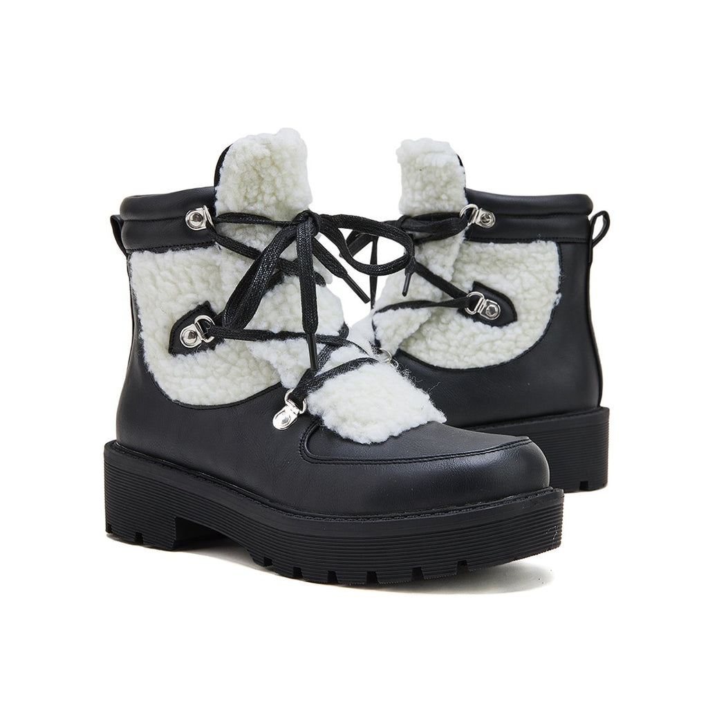 Pairmore Women's Faux Shearling Stiching Lace Up Snow Boots