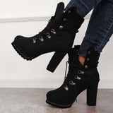 Pairmore Non Slip Chunky Platform High Heels Lace Up Ankle Boots