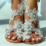 Pairmore Toe Ring Flower Design Flat Sandals