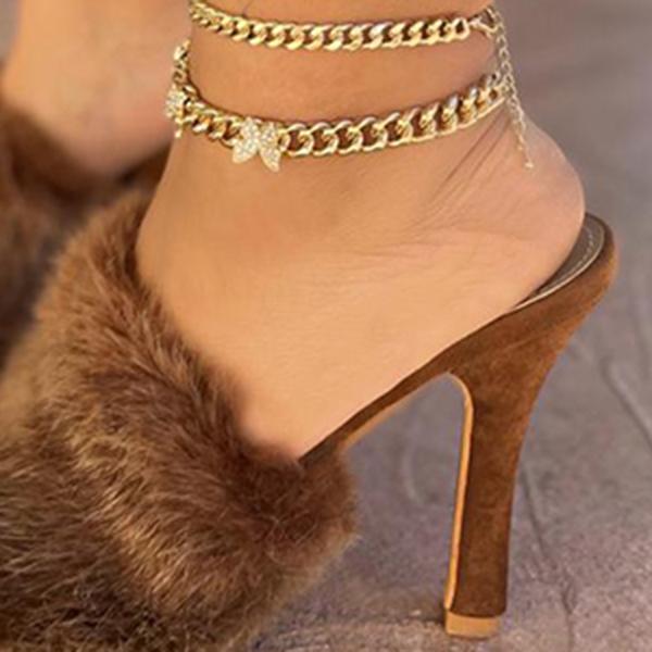 Pairmore Suede Fashion Fur High Heel Sandals