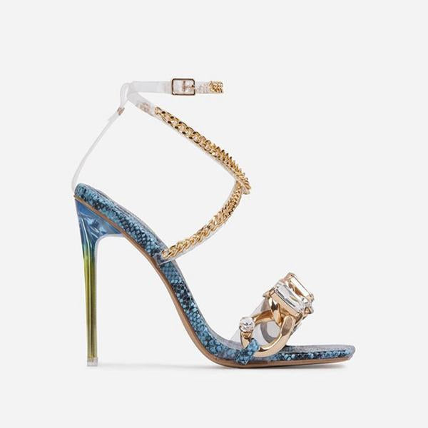 Pairmore Noble Gold Chain Large Crystal High Heel Sandals