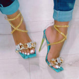 Pairmore Noble Gold Chain Large Crystal High Heel Sandals