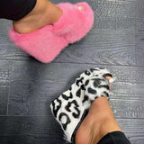 Pairmore Chic Fur Platform Wedge Slippers