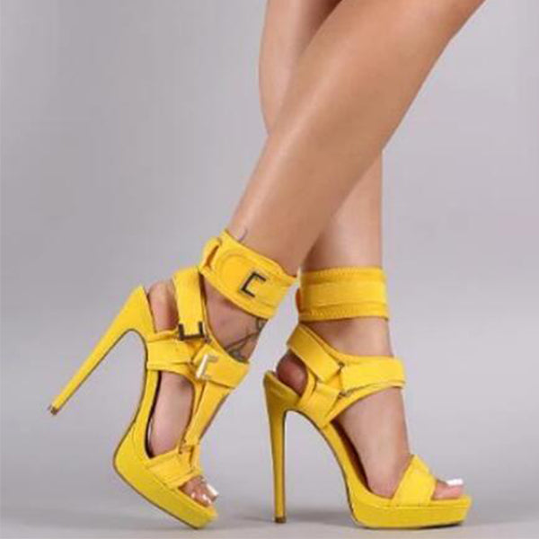 Pairmore Stylish Buckle Ankle-Wrap High Heels