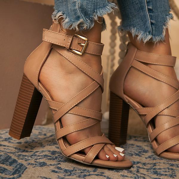 Pairmore Ankle Adjustable Gold-Tone Buckle Chunky Heels