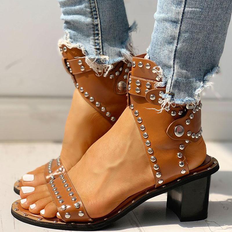 Pairmore Open Toe Rivet Chunky Heeled Sandals For Women