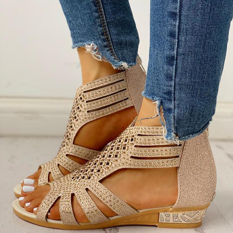 Pairmore Studded Hollow Out Flat Sandals