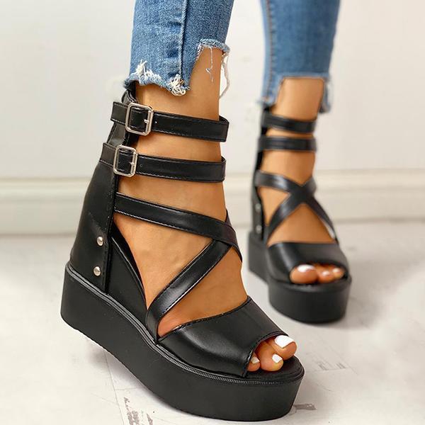Pairmore Solid Multi-strap Peep Toe Muffin Sandals