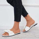 Pairmore Bowknot Flat Slide Sandals Square Toe Beach Slippers