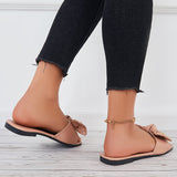 Pairmore Bowknot Flat Slide Sandals Square Toe Beach Slippers