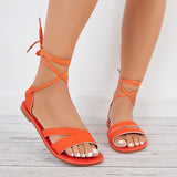 Pairmore Open Toe Strappy Flat Sandals Lace Up Ankle Strap Sandals