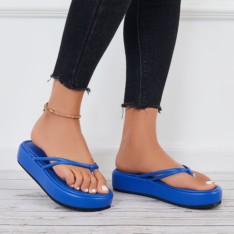 Pairmore Platform Thong Slides Sandals Round Toe Flip Flop Slippers