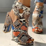 Pairmore Snakeskin Ankle Buckled Chunky Heels