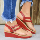 Pairmore Adjustable Buckle T-Strap Wedge Sandals