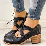 Pairmore Lace-Up Cut Out Chunky Heels
