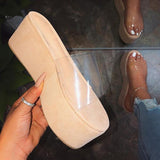 Pairmore Women Platform High Heel PVC Summer Slippers