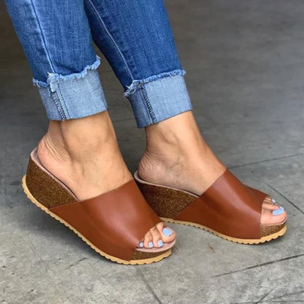 Pairmore Fashion Style Peep Toe Slip-On Wedges Sandals
