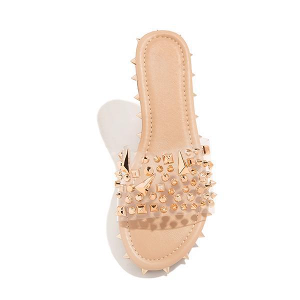 Pairmore Multi-Sized Studs Clear Strap Slippers