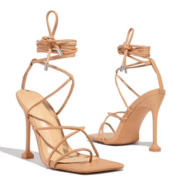 Pairmore Around-The-Ankle Lace-Up Closure Open Squared Toe Heels
