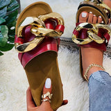 Pairmore Fashion Web Celebrity Style Pu Chain Flat Sandals