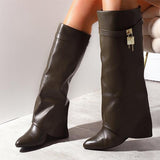 Pairmore Comfy Leather Hidden Wedge Heel Roman Boots