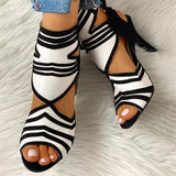 Pairmore Colorblock Striped Peep Toe Thin Heeled Heels