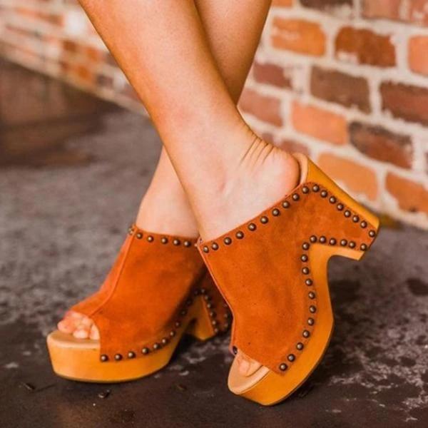 Pairmore Women'S Fashion Retro Western Style Block Heel Sandals