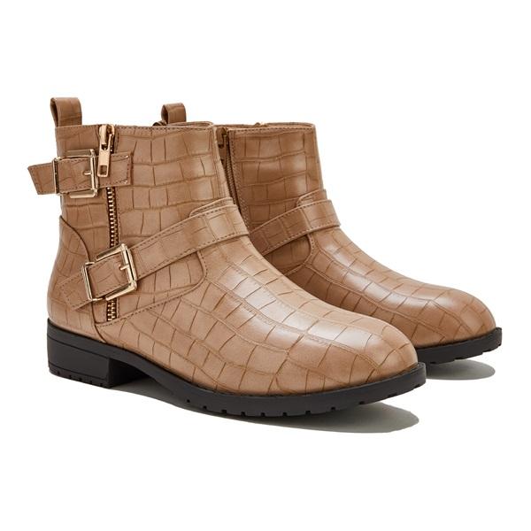 Pairmore Women Trendy Bright Leather Zipper Buckle Ankle Boots