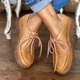 Pairmore Women Coze Vegan Leather Lace Up Flat Shoes