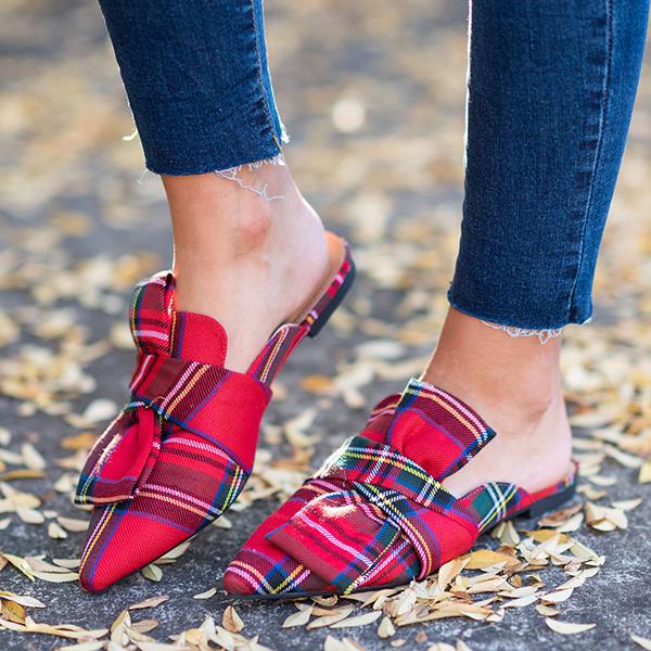 Pairmore Under The Tree Red Plaid Flat Mules