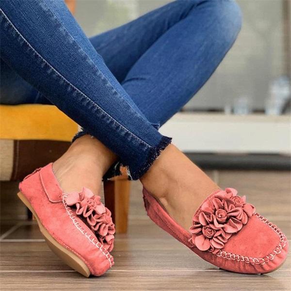 Pairmore Women Comfy Slip-On Flower Suede Loafers