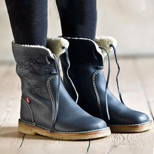 Pairmore Women Winter Vintage Boots Warm Unisex Lace-Up Shoes