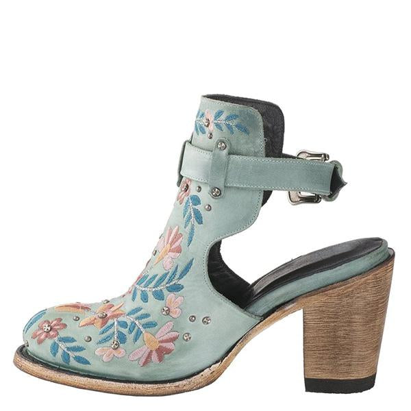 Pairmore Vintage Floral Embroidery Round Toe Ankle Bootie